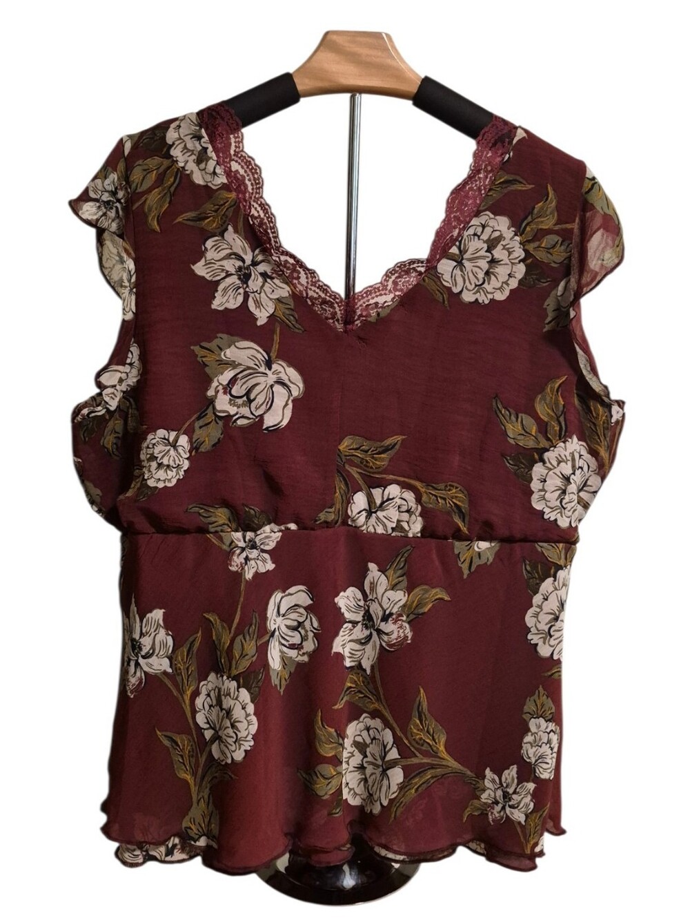 Maurices Floral Lace-trim Sleeveless Top - Size L